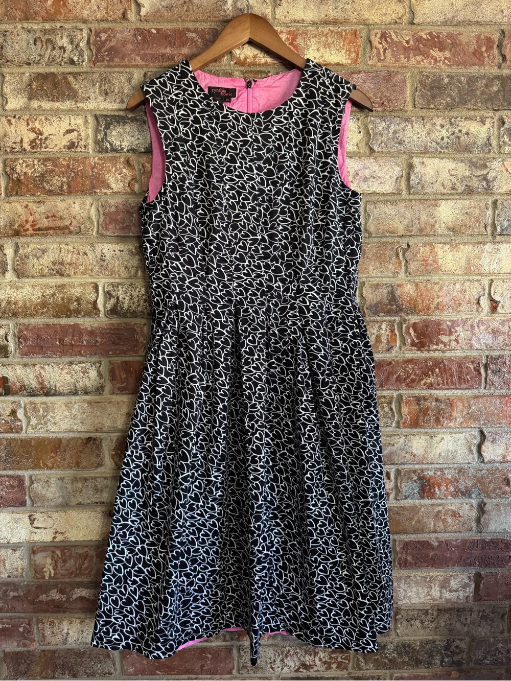 Cynthia Howe Reto inspired Fit-and-Flare Dress with Pink Lining